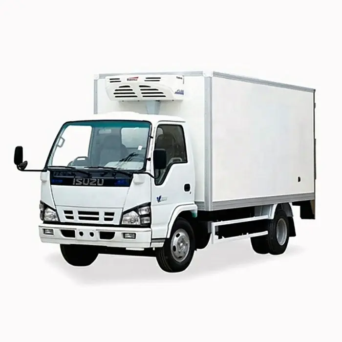 Refrigerated box truck with a front-mounted cooling unit